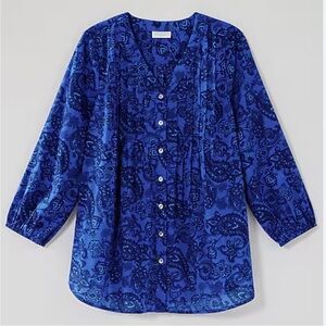 J. Jill Blue Paisley Blouse